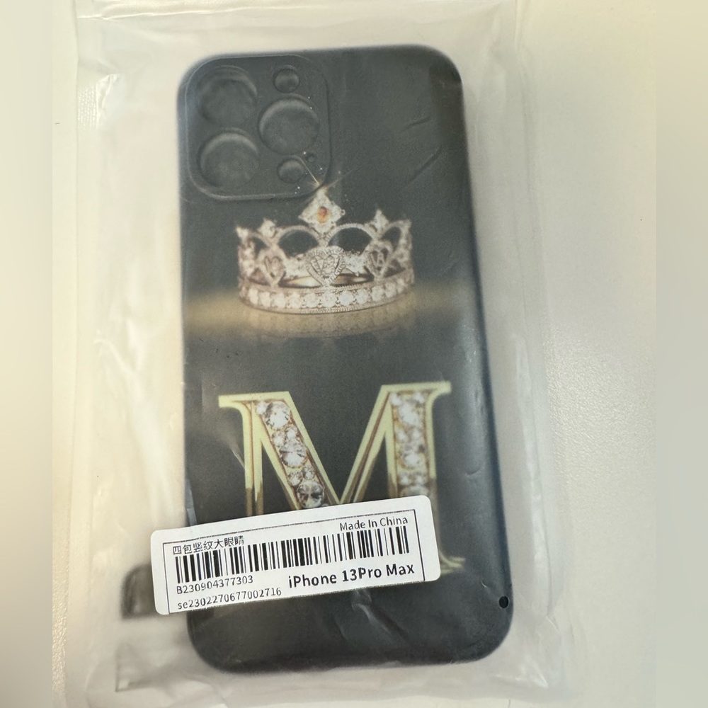 Monogrammed black phone case for IPhone 13 Pro Max. New never used.
